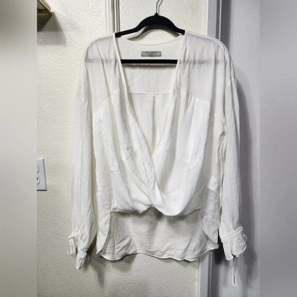ALLSAINTS Women's Penny Wrap Top Size Medium Spring Lightweight Travel Vacation - Picture 4 of 12